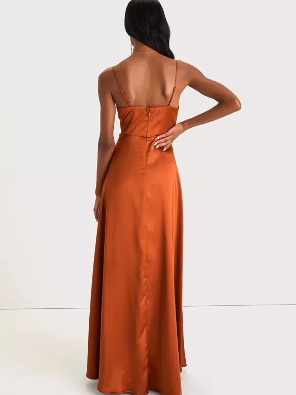 Robe de demoiselle d'honneur bretelles Spaghetti dos ouvert fente haute robes de bal de promo trapèze