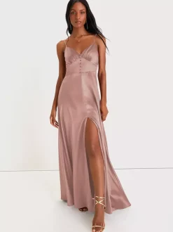 Robe de demoiselle d'honneur bretelles Spaghetti dos ouvert fente haute robes de bal de promo trapèze