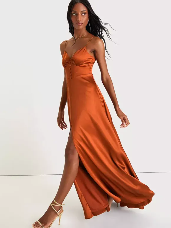 Robe de demoiselle d'honneur bretelles Spaghetti dos ouvert fente haute robes de bal de promo trapèze