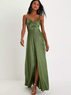 Robe de demoiselle d'honneur bretelles Spaghetti dos ouvert fente haute robes de bal de promo trapèze