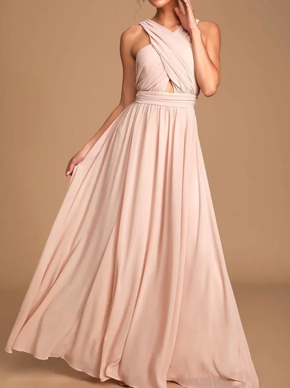 Robe de demoiselle d'honneur robe de cocktail de mariage en chiffon au sol