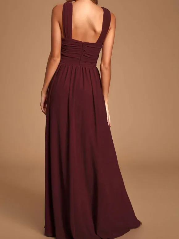 Robe de demoiselle d'honneur robe de cocktail de mariage en chiffon au sol