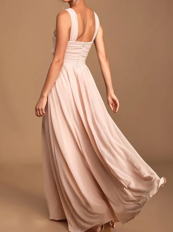 Robe de demoiselle d'honneur robe de cocktail de mariage en chiffon au sol
