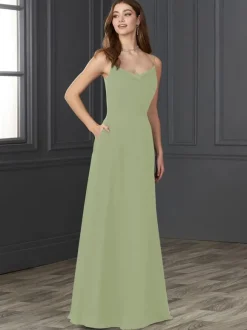 Robe de demoiselle d'honneur en mousseline de soie A-ligne robe de soirée de mariage longueur au sol personnalisation gratuite