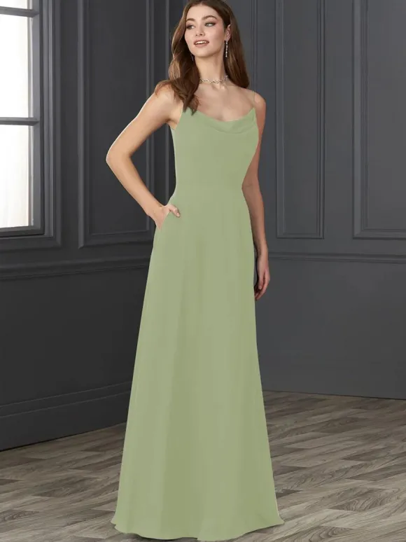 Robe de demoiselle d'honneur en mousseline de soie A-ligne robe de soirée de mariage longueur au sol personnalisation gratuite