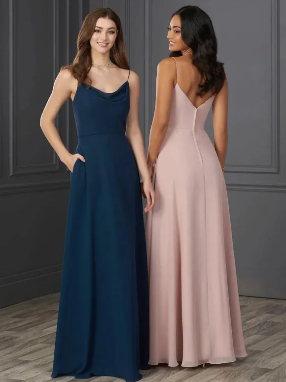 Robe de demoiselle d'honneur en mousseline de soie A-ligne robe de soirée de mariage longueur au sol personnalisation gratuite