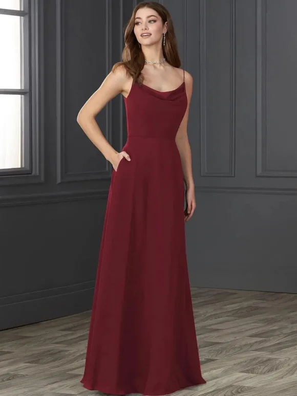 Robe de demoiselle d'honneur en mousseline de soie A-ligne robe de soirée de mariage longueur au sol personnalisation gratuite