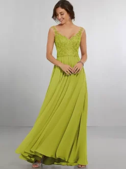 Robe de demoiselle d'honneur en mousseline de soie coupe trapèze longueur au sol robe de soirée de mariage