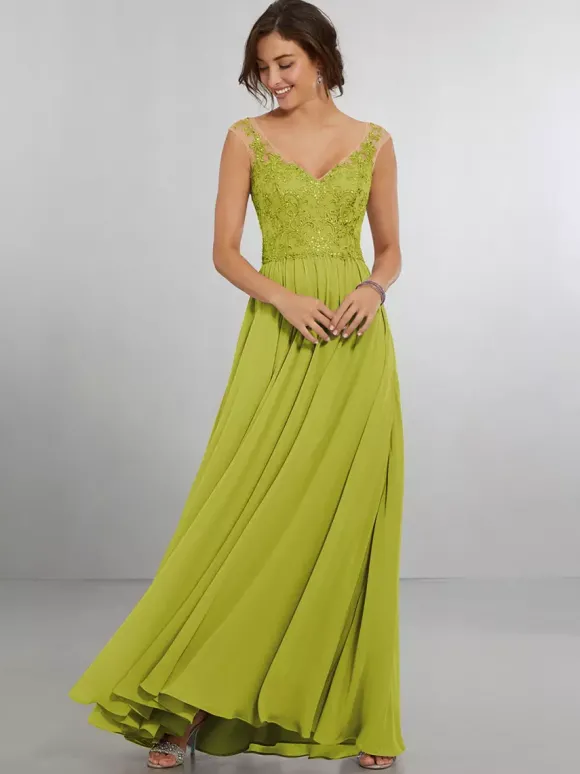 Robe de demoiselle d'honneur en mousseline de soie coupe trapèze longueur au sol robe de soirée de mariage