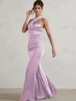 Robe de demoiselle d'honneur sirène longueur au sol fermeture éclair en tissu satiné robe de soirée de mariage