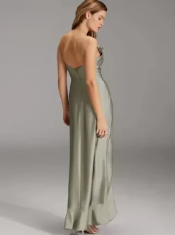 Robe de demoiselle d'honneur sirène longueur au sol fermeture éclair élastique en soie comme Satin robe de soirée de mariage