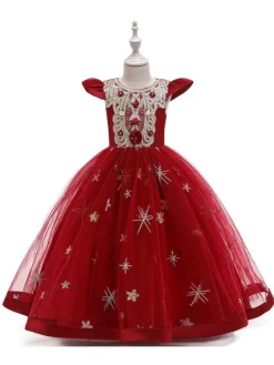 Robe de fête pour Noël Rouge de Noël sans manches en polyester