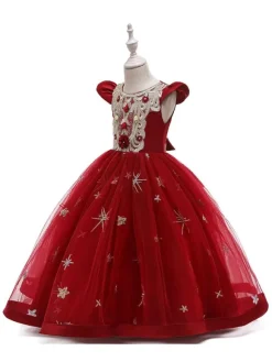Robe de fête pour Noël Rouge de Noël sans manches en polyester