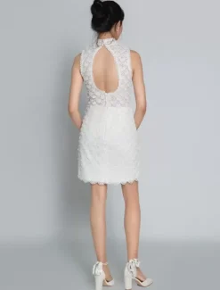 Robe de mariée 2 Pièces en dentelle Ivoire sans manches Robe de Mariée Simple Robes de mariée