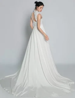 Robe de mariée 2 Pièces en dentelle Ivoire sans manches Robe de Mariée Simple Robes de mariée
