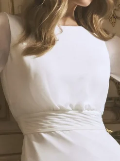 Robe de mariée bohème Robe de mariée vintage charleston col bateau manche longue dos en V à traîne