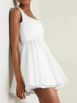 Robe de mariée courte Robe de mariage civil col carré au dessus de genoux