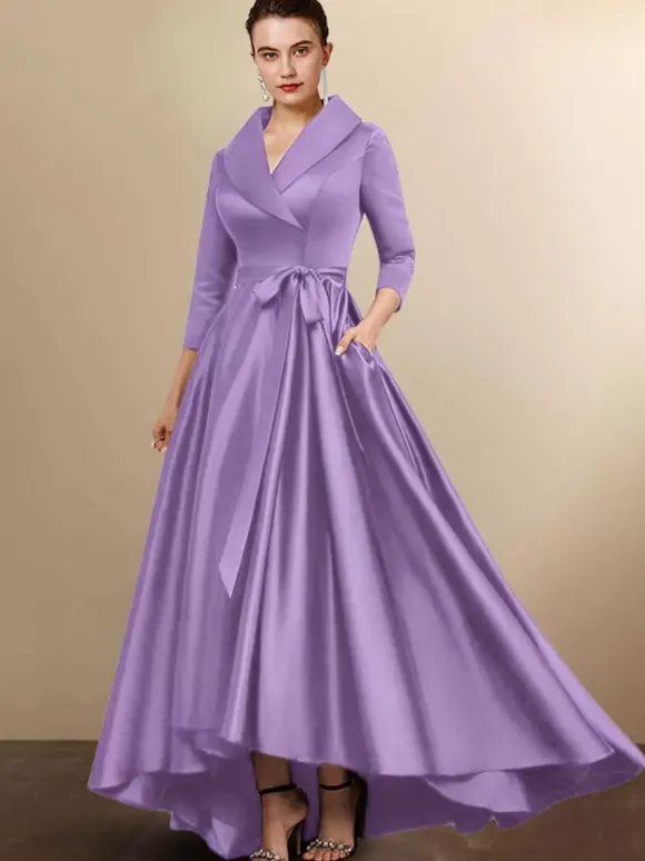 Robe de mariée mère 2026 manches 3/4 A-ligne ceinture robes d'invité de mariage personnalisation gratuite