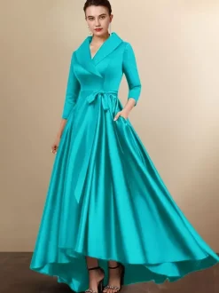 Robe de mariée mère 2026 manches 3/4 A-ligne ceinture robes d'invité de mariage personnalisation gratuite