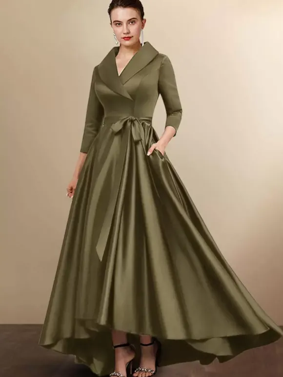 Robe de mariée mère 2026 manches 3/4 A-ligne ceinture robes d'invité de mariage personnalisation gratuite