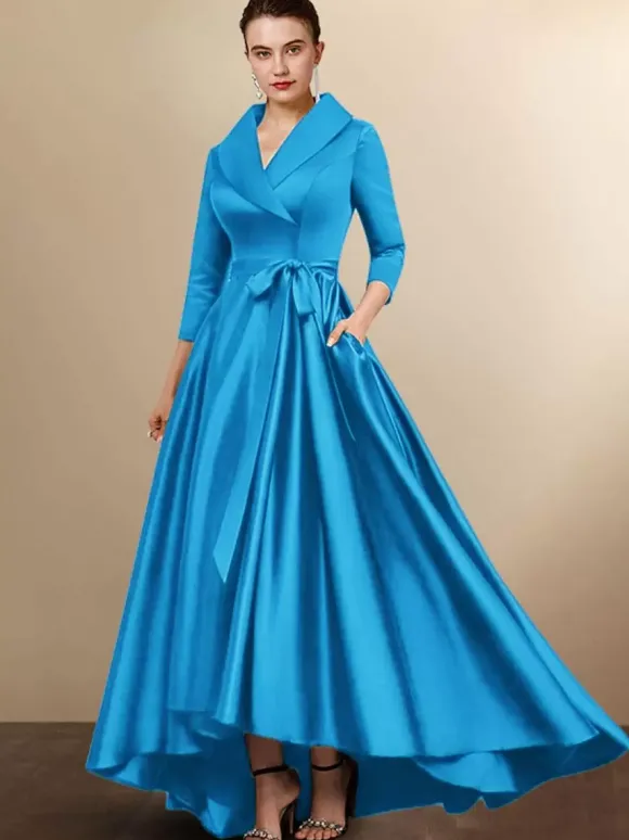 Robe de mariée mère 2026 manches 3/4 A-ligne ceinture robes d'invité de mariage personnalisation gratuite