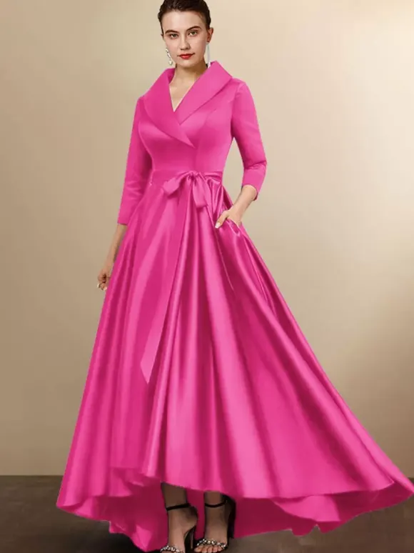 Robe de mariée mère 2026 manches 3/4 A-ligne ceinture robes d'invité de mariage personnalisation gratuite
