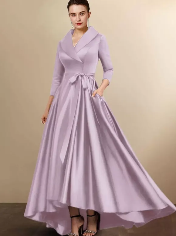 Robe de mariée mère 2026 manches 3/4 A-ligne ceinture robes d'invité de mariage personnalisation gratuite