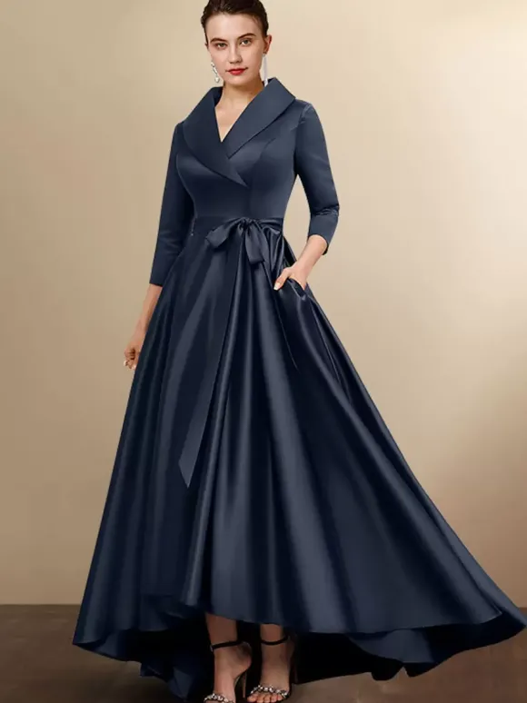 Robe de mariée mère 2026 manches 3/4 A-ligne ceinture robes d'invité de mariage personnalisation gratuite