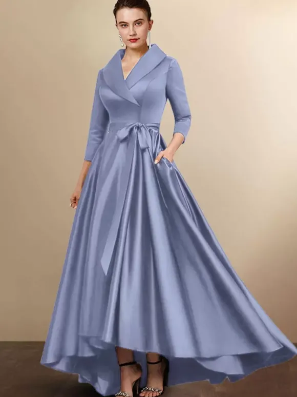 Robe de mariée mère 2026 manches 3/4 A-ligne ceinture robes d'invité de mariage personnalisation gratuite