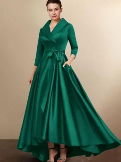 Robe de mariée mère 2026 manches 3/4 A-ligne ceinture robes d'invité de mariage personnalisation gratuite