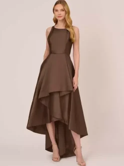 Robe de mariée pour mère col bijou sans manches ligne a volants robes d'invitées de mariage irrégulières