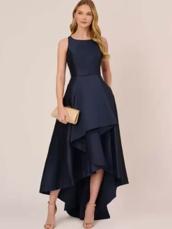 Robe de mariée pour mère col bijou sans manches ligne a volants robes d'invitées de mariage irrégulières