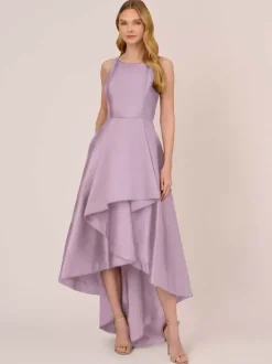 Robe de mariée pour mère col bijou sans manches ligne a volants robes d'invitées de mariage irrégulières