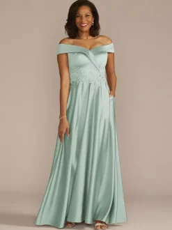 Robe de mariée pour mère col bateau sans manches ligne a embellissement en dentelle robes d'invitées de mariage