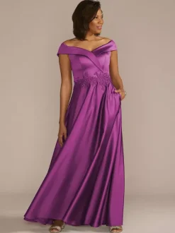 Robe de mariée pour mère col bateau sans manches ligne a embellissement en dentelle robes d'invitées de mariage
