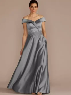 Robe de mariée pour mère col bateau sans manches ligne a embellissement en dentelle robes d'invitées de mariage