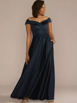 Robe de mariée pour mère col bateau sans manches ligne a embellissement en dentelle robes d'invitées de mariage
