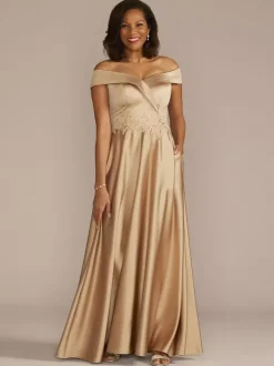 Robe de mariée pour mère col bateau sans manches ligne a embellissement en dentelle robes d'invitées de mariage