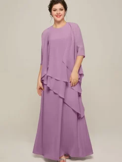 Robe de mariée pour mère col bijou sans manches ligne a volants robes d'invitées de mariage