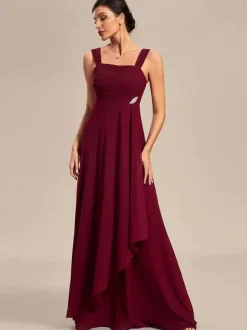 Robe de mariée pour mère col carré demi-manches ligne a robes d'invitées de mariage appliquées