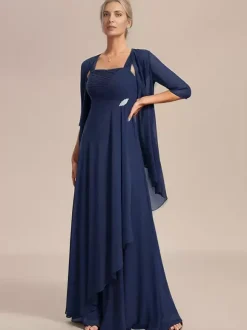 Robe de mariée pour mère col carré demi-manches ligne a robes d'invitées de mariage appliquées