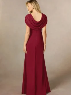 Robe de mariée pour mère de la mariée col en V manches courtes ligne a plissée longueur au sol robes d'invitées de mariage