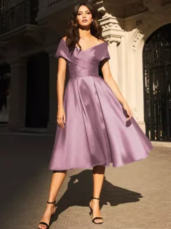 Robe de mariée pour mère de mariée col en v sans manches plissée ligne a robes d'invitées pour mariage