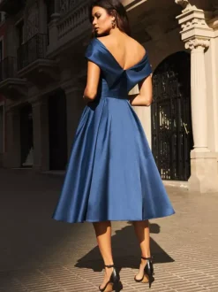 Robe de mariée pour mère de mariée col en v sans manches plissée ligne a robes d'invitées pour mariage