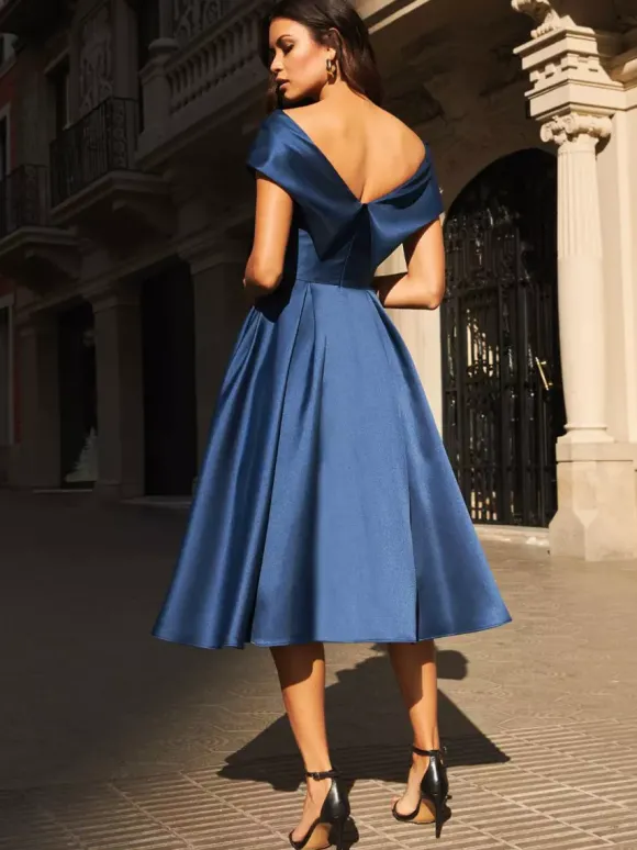 Robe de mariée pour mère de mariée col en v sans manches plissée ligne a robes d'invitées pour mariage