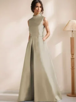 Robe de mariée pour mère de la mariée col en V sans manches coupe trapèze longueur au sol robes d'invitées pour mariage
