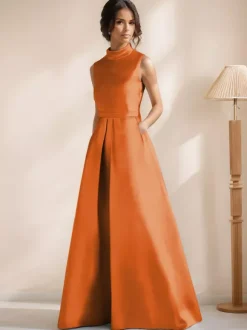 Robe de mariée pour mère de la mariée col en V sans manches coupe trapèze longueur au sol robes d'invitées pour mariage