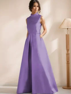 Robe de mariée pour mère de la mariée col en V sans manches coupe trapèze longueur au sol robes d'invitées pour mariage