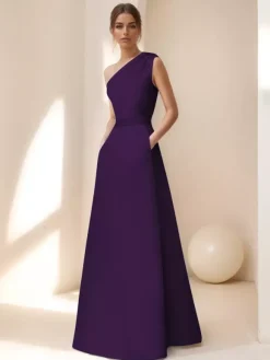 Robe de mariée pour mère de la mariée décolleté sans manches ligne A ceinture longueur au sol robes d'invitées pour mariage