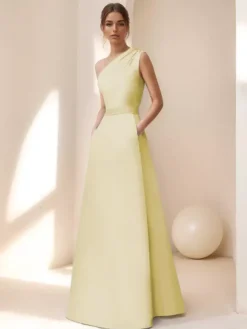 Robe de mariée pour mère de la mariée décolleté sans manches ligne A ceinture longueur au sol robes d'invitées pour mariage